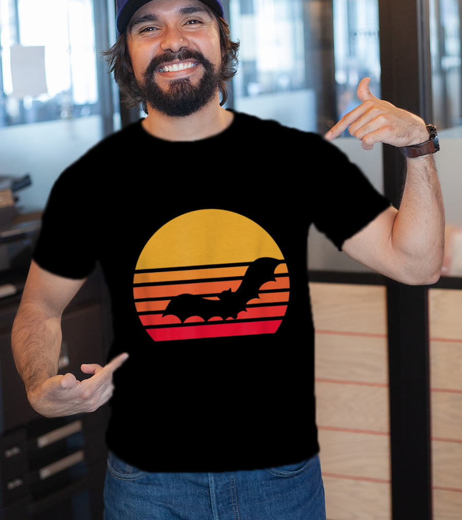 Vintage Sunset Halloween Bat Vampire T-Shirt