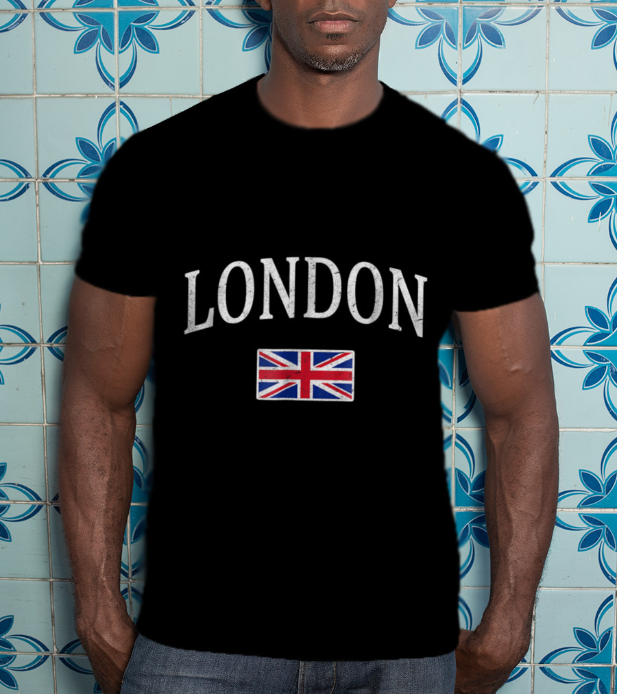 London England Vintage Souvenir With Union Jack Flag T-Shirt