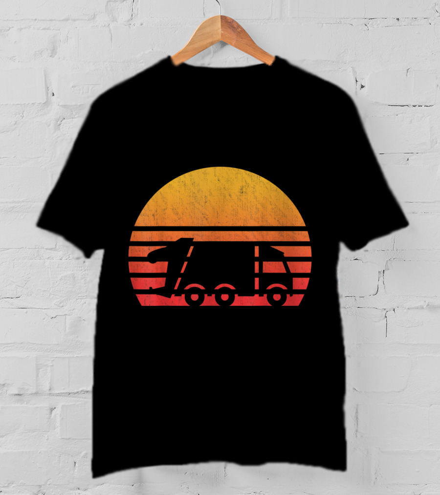 Vintage Sunset Garbage Truck T-Shirt