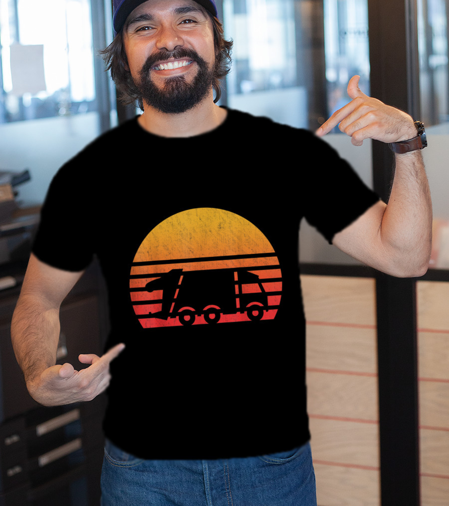 Vintage Sunset Garbage Truck T-Shirt