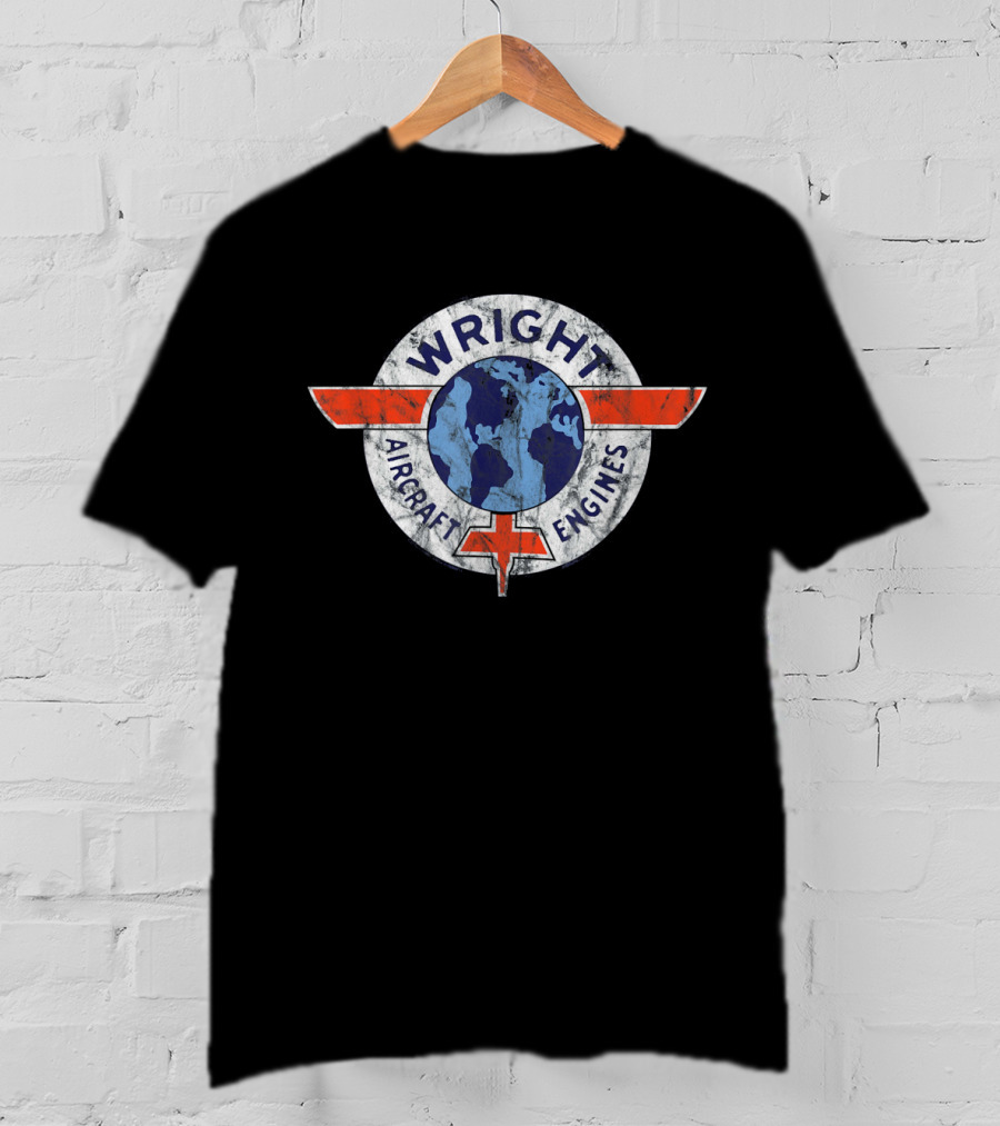 Wright Aircraft Engines Vintage Aviation Logo With Globe And Wings T-Shirt