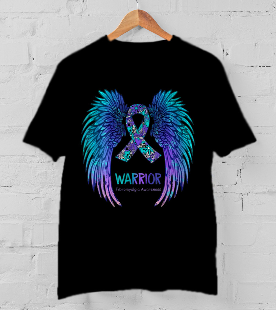 Warrior Angel Wings Fibromyalgia Awareness T-Shirt
