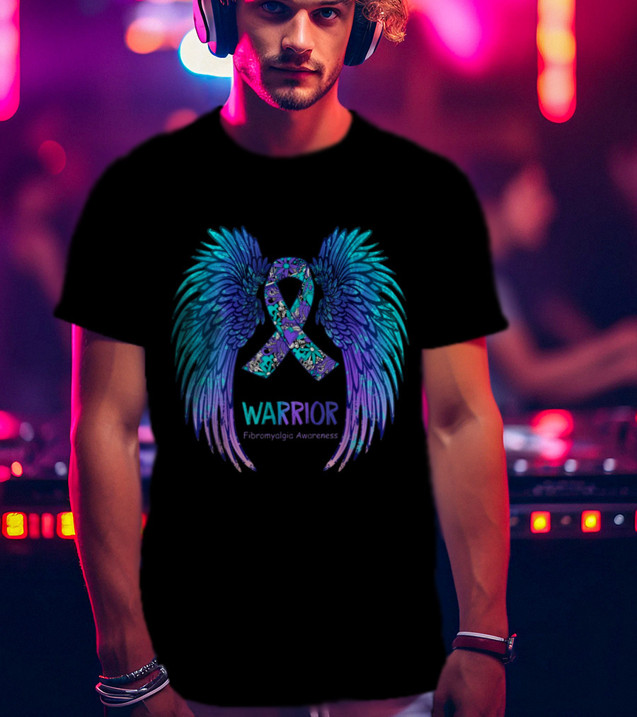Warrior Angel Wings Fibromyalgia Awareness T-Shirt