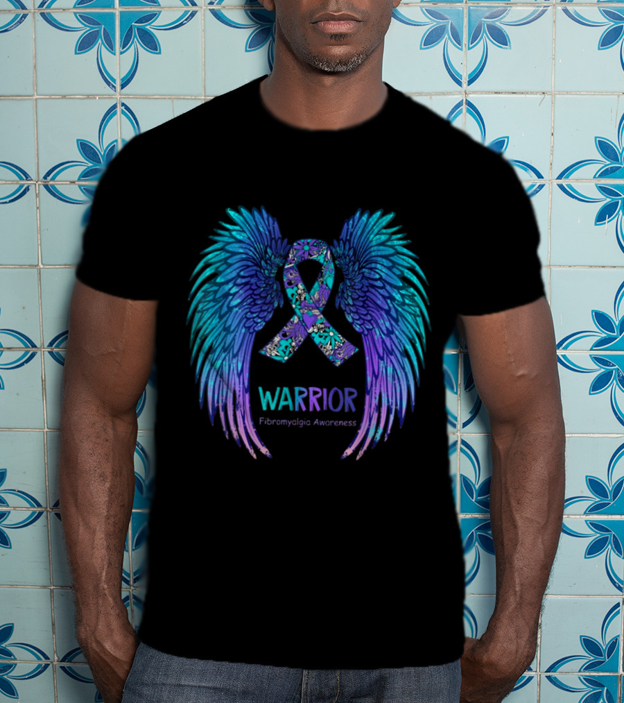 Warrior Angel Wings Fibromyalgia Awareness T-Shirt