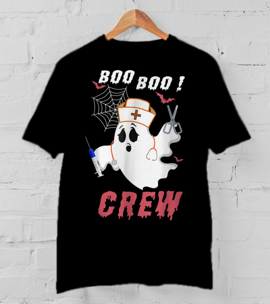 Boo Boo Crew Nurse Ghost Halloween Nurse Costume T-Shirt