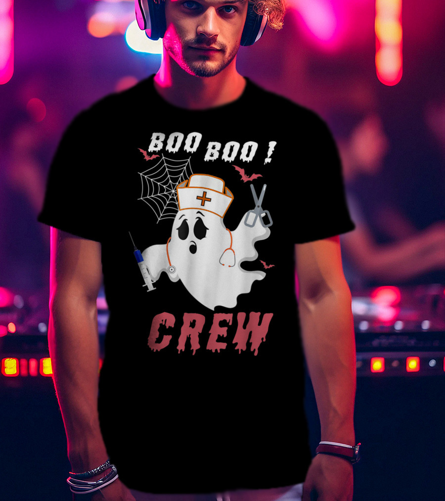 Boo Boo Crew Nurse Ghost Halloween Nurse Costume T-Shirt