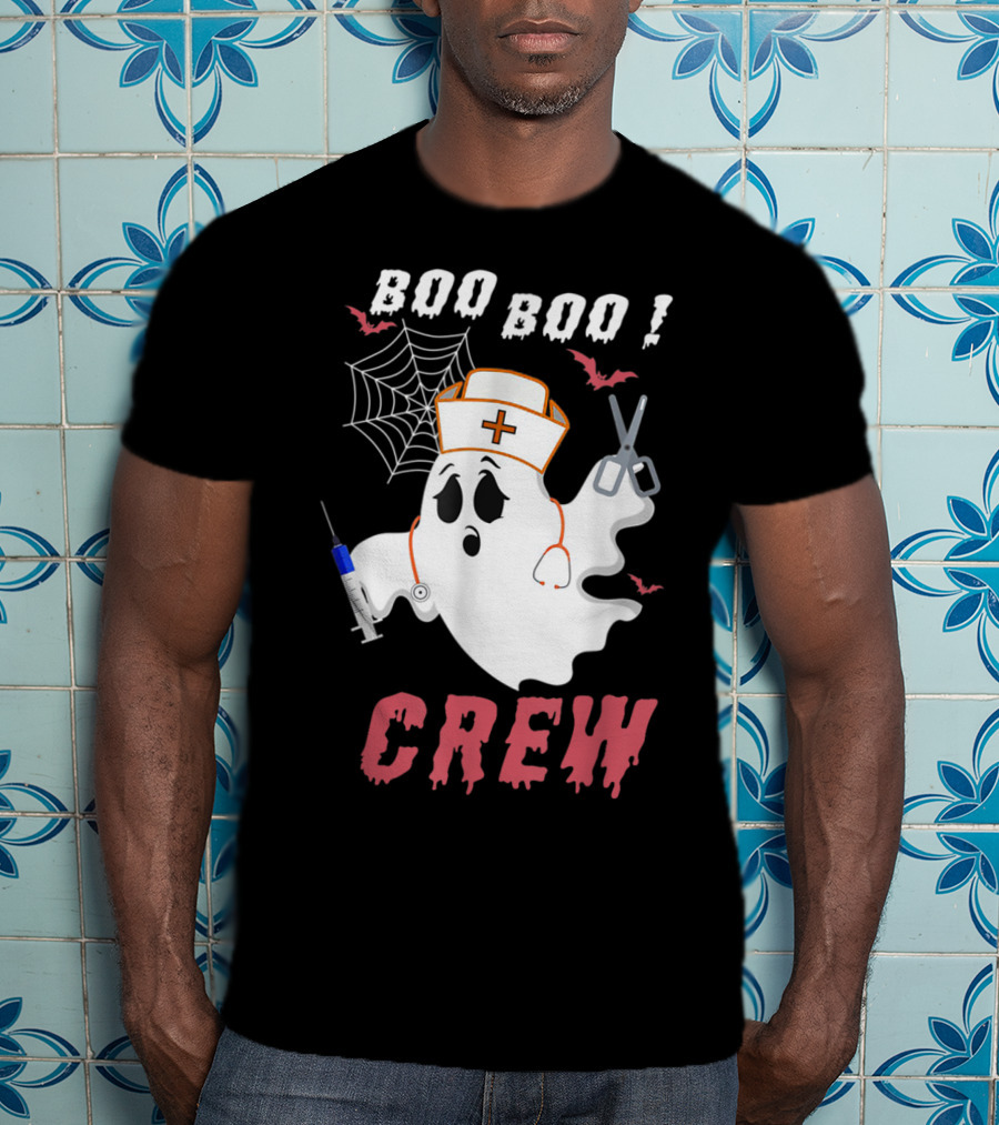 Boo Boo Crew Nurse Ghost Halloween Nurse Costume T-Shirt