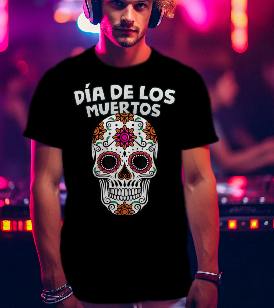 Día De Los Muertos Sugar Skull Camiseta Day Of The Dead T-Shirt