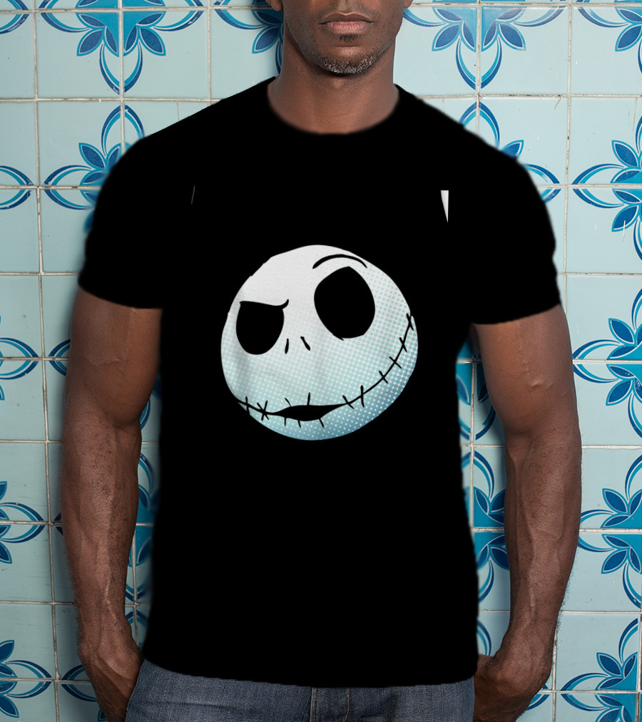 Disney Nightmare Before Christmas Jack Skellington White Smiling Face T-Shirt