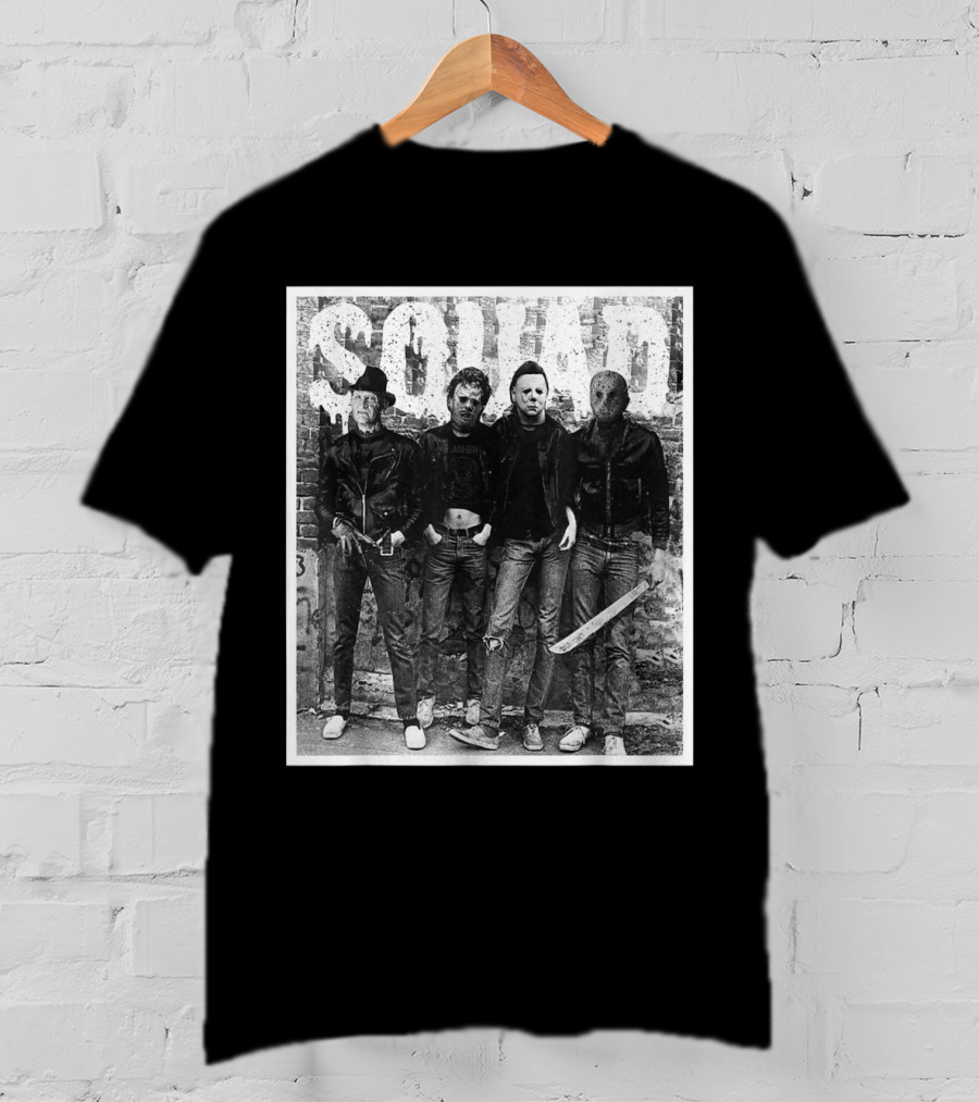 Halloween Squad Horror Icons Freddy Michael Jason Crew T-Shirt