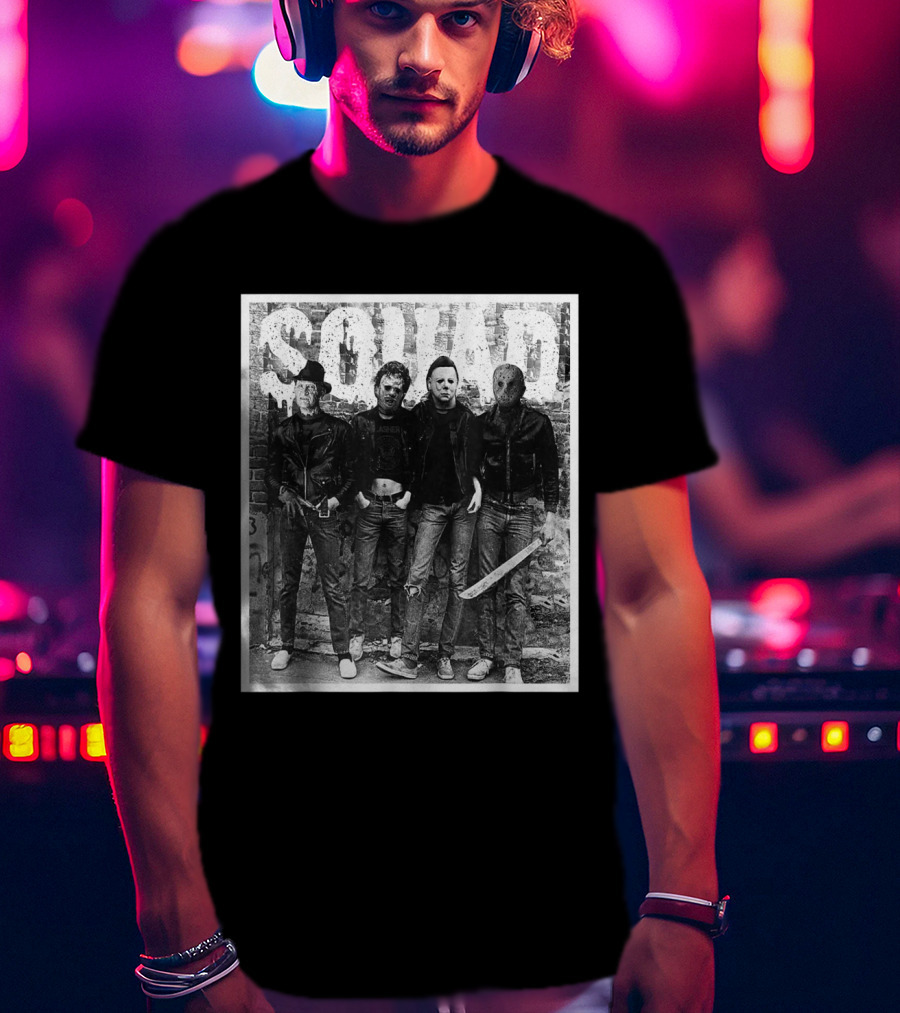 Halloween Squad Horror Icons Freddy Michael Jason Crew T-Shirt