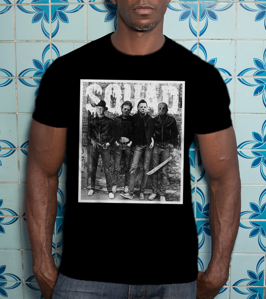 Halloween Squad Horror Icons Freddy Michael Jason Crew T-Shirt