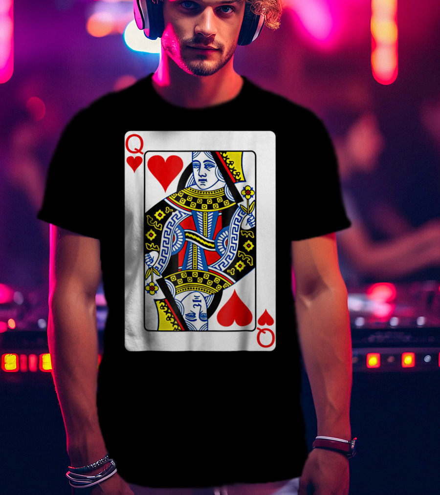 Queen Of Hearts Playing Card Poker T-Shirt