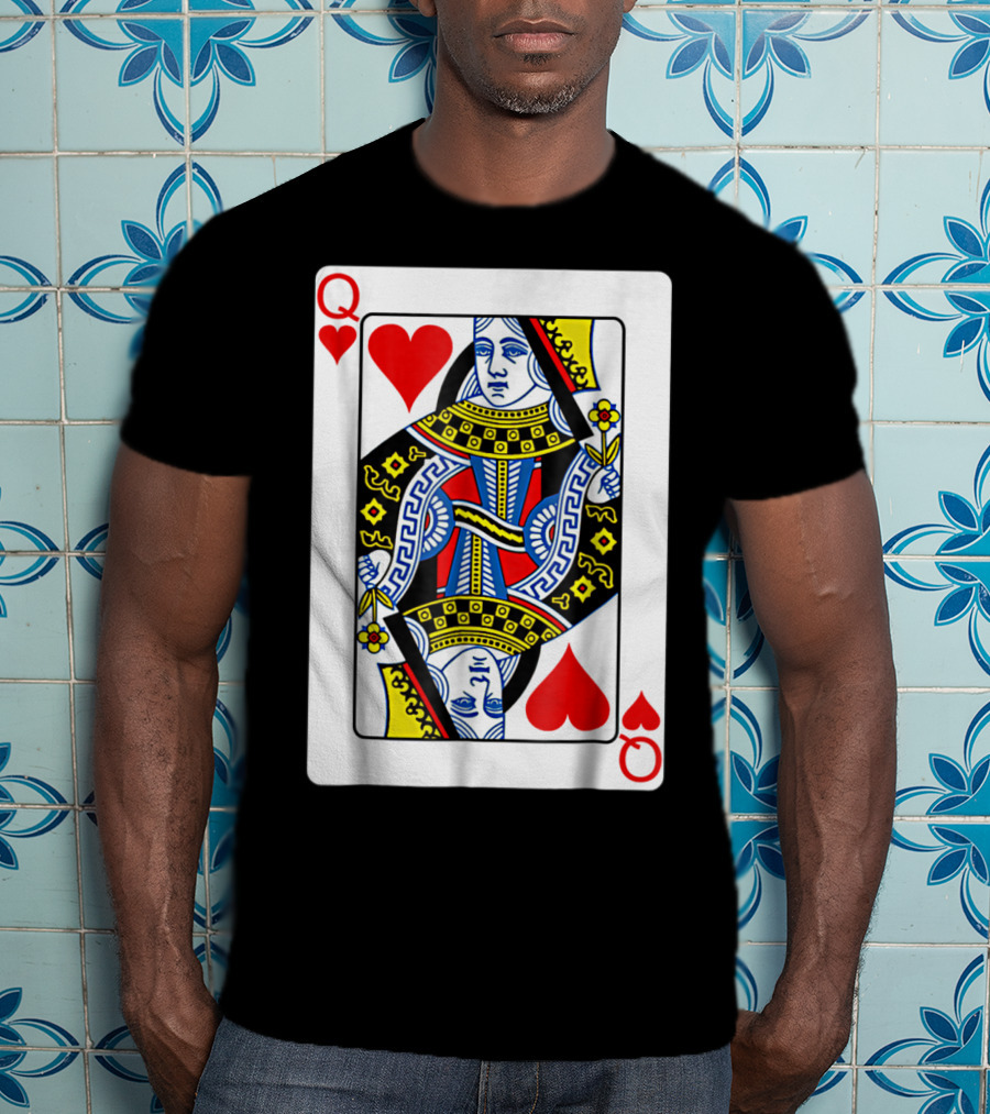 Queen Of Hearts Playing Card Poker T-Shirt