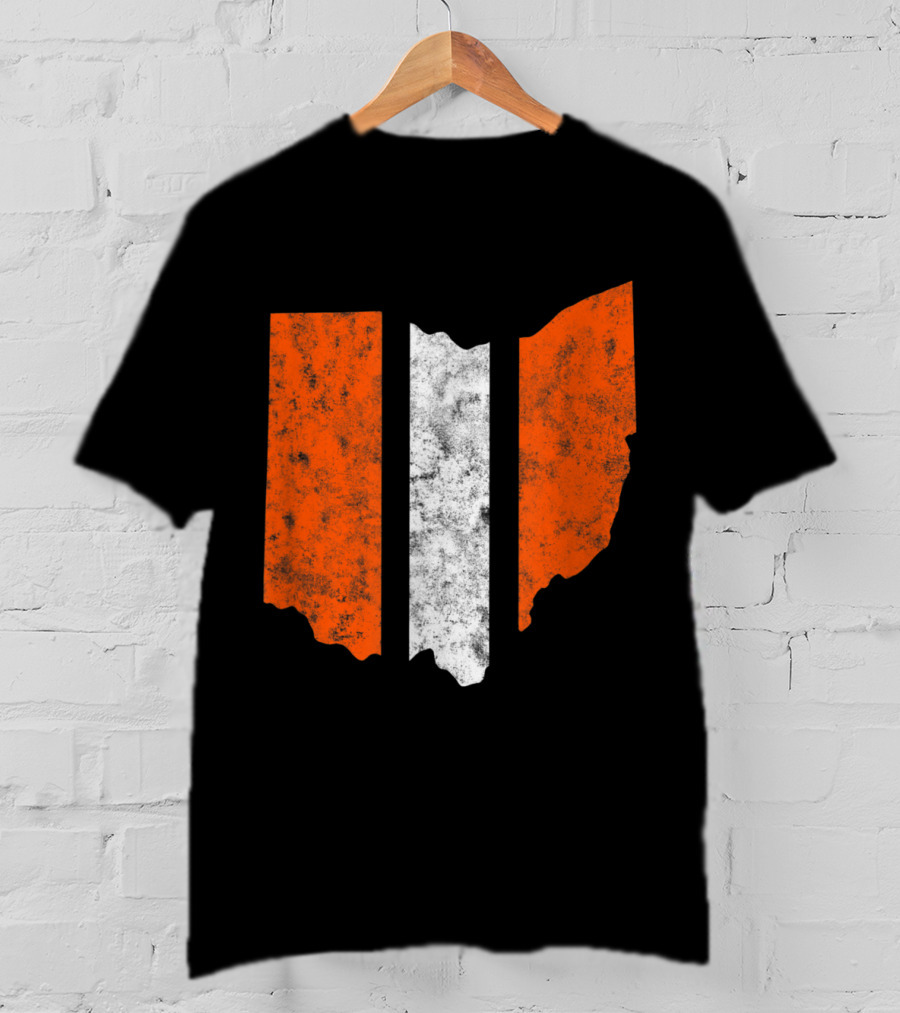 Ohio Cleveland Football Stripe Fan Map T-Shirt