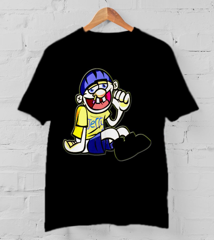 Sml Jeffy Character With Blue Helmet And Yellow Shirt Sitting T-Shirt