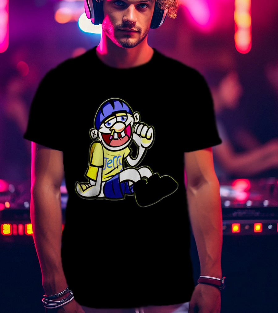 Sml Jeffy Character With Blue Helmet And Yellow Shirt Sitting T-Shirt