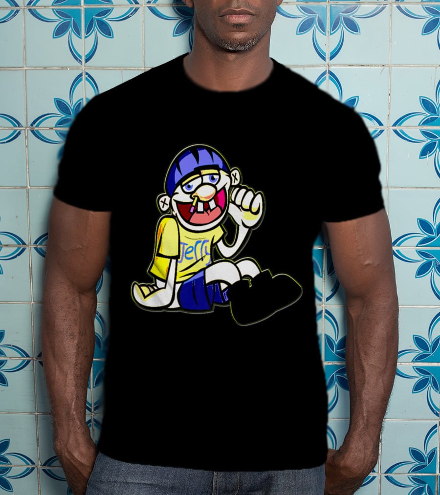 Sml Jeffy Character With Blue Helmet And Yellow Shirt Sitting T-Shirt