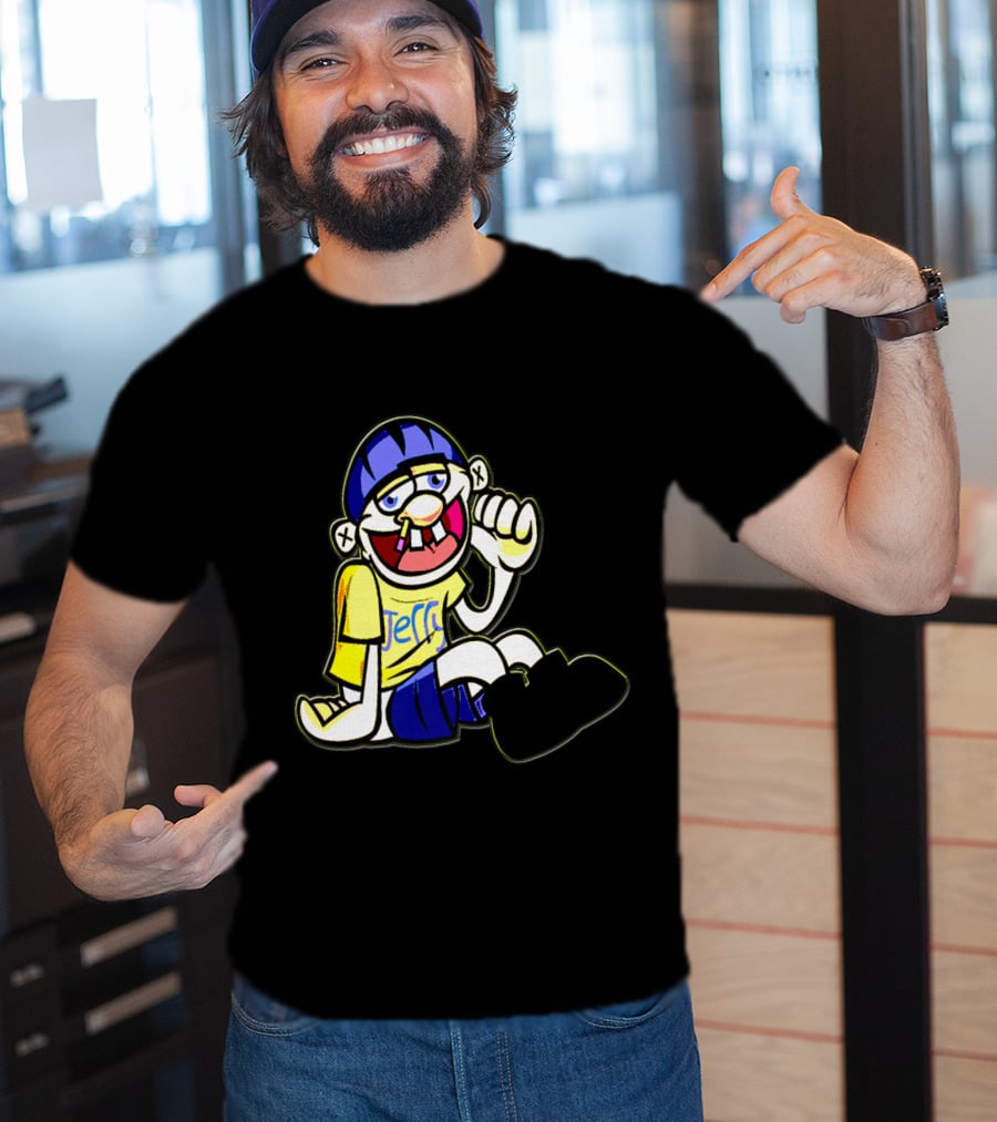 Sml Jeffy Character With Blue Helmet And Yellow Shirt Sitting T-Shirt