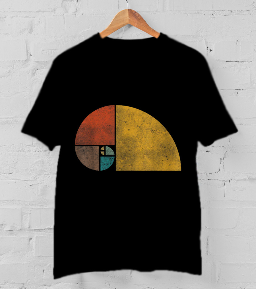 Vintage Fibonacci Golden Ratio Spiral Retro Colors T-Shirt