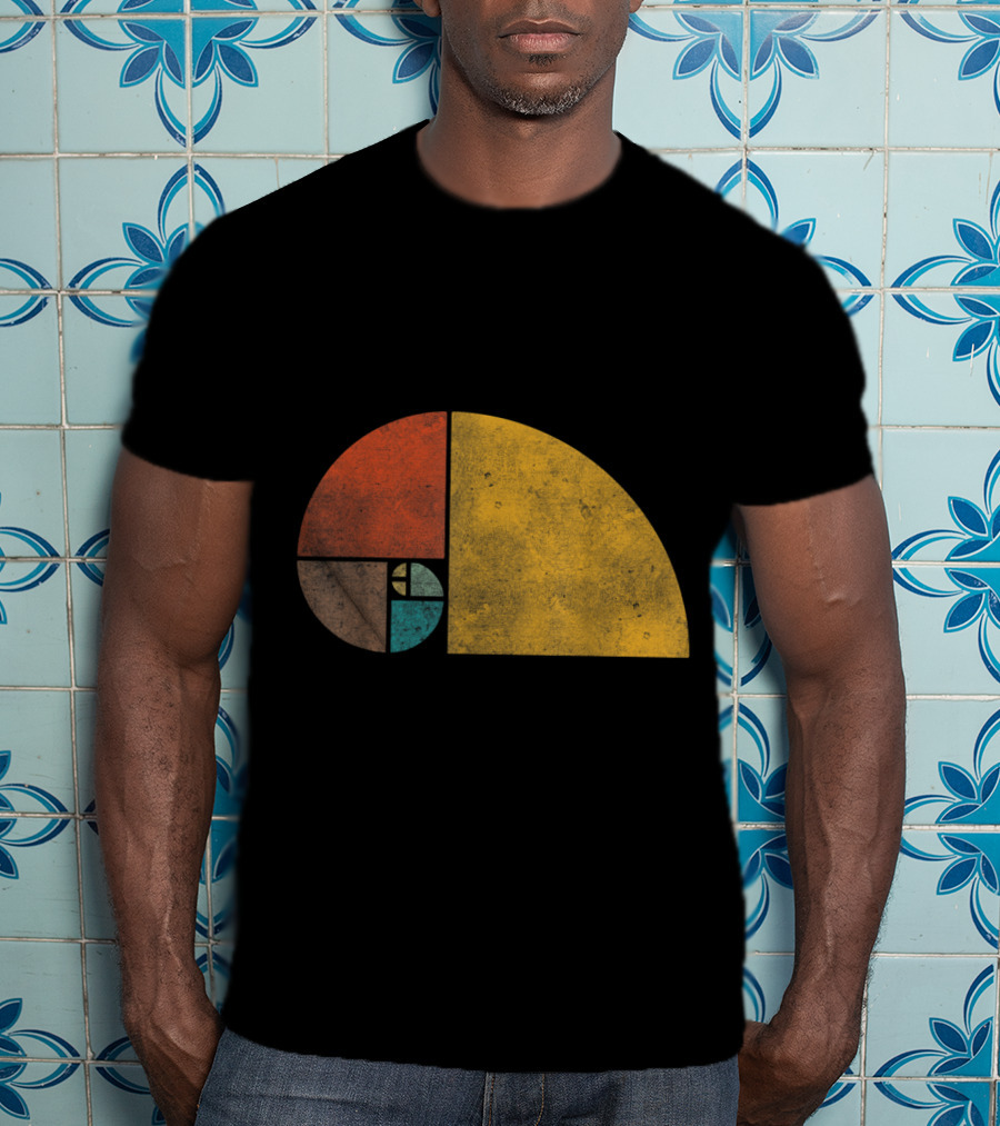 Vintage Fibonacci Golden Ratio Spiral Retro Colors T-Shirt