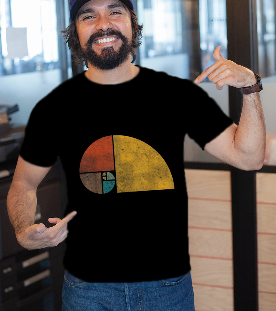 Vintage Fibonacci Golden Ratio Spiral Retro Colors T-Shirt
