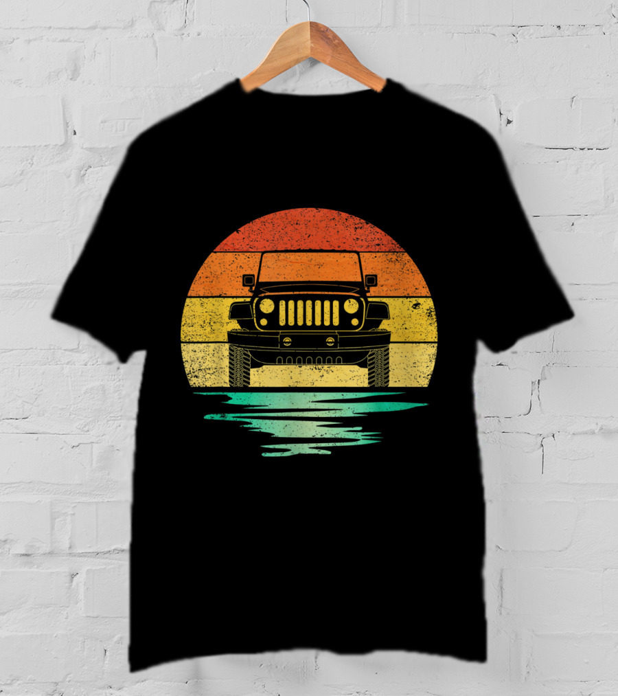 Vintage Sunset Jeep Off Road Adventure T-Shirt