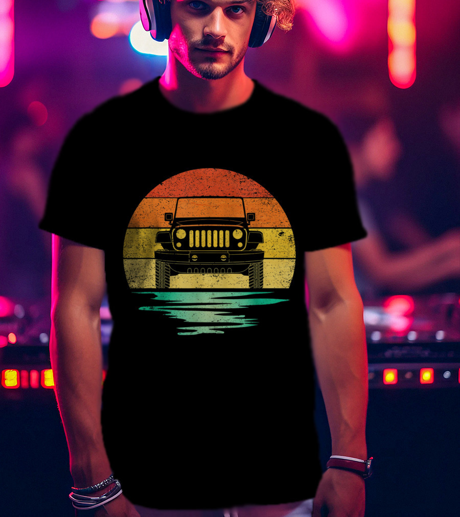 Vintage Sunset Jeep Off Road Adventure T-Shirt
