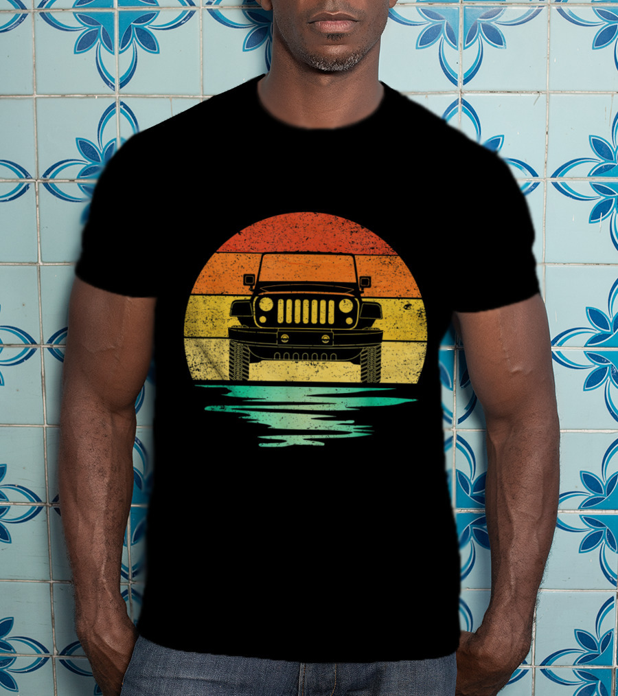 Vintage Sunset Jeep Off Road Adventure T-Shirt