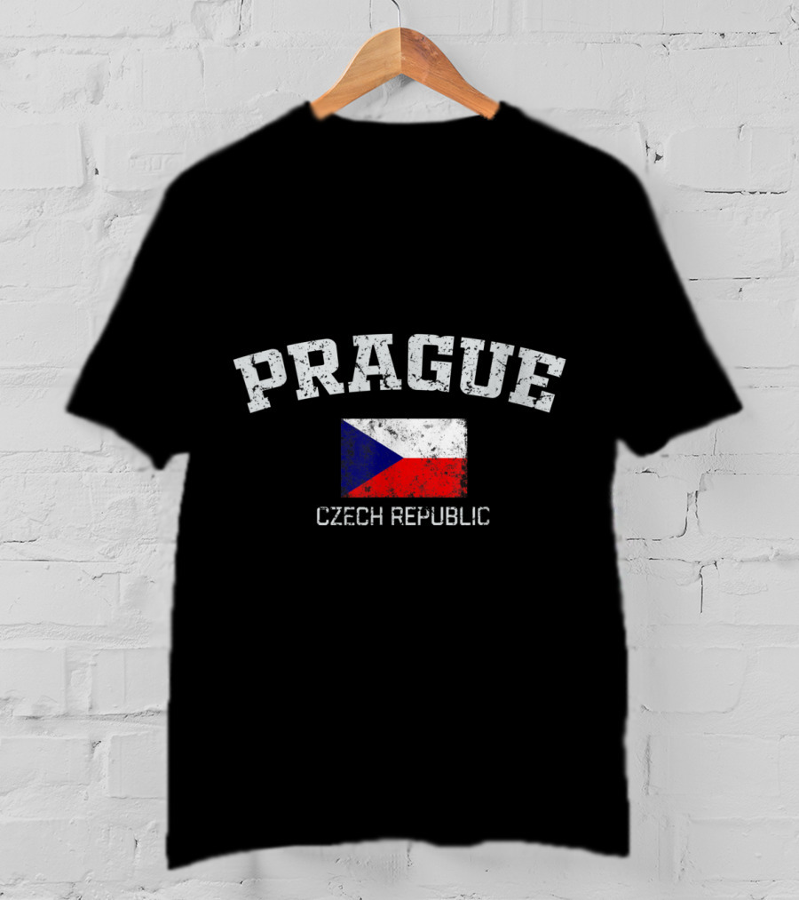 Prague Czech Republic Flag Vintage T-Shirt