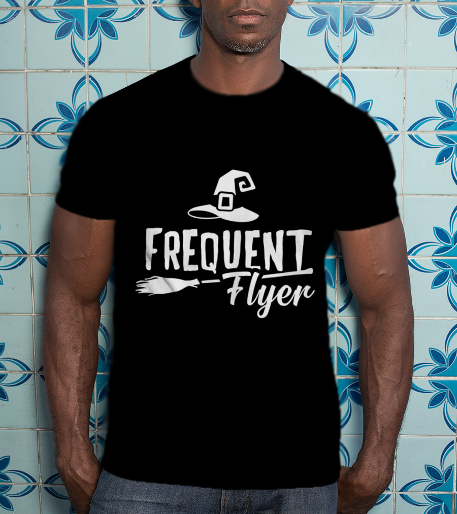 Frequent Flyer Witch Hat Broomstick Halloween Party T-Shirt