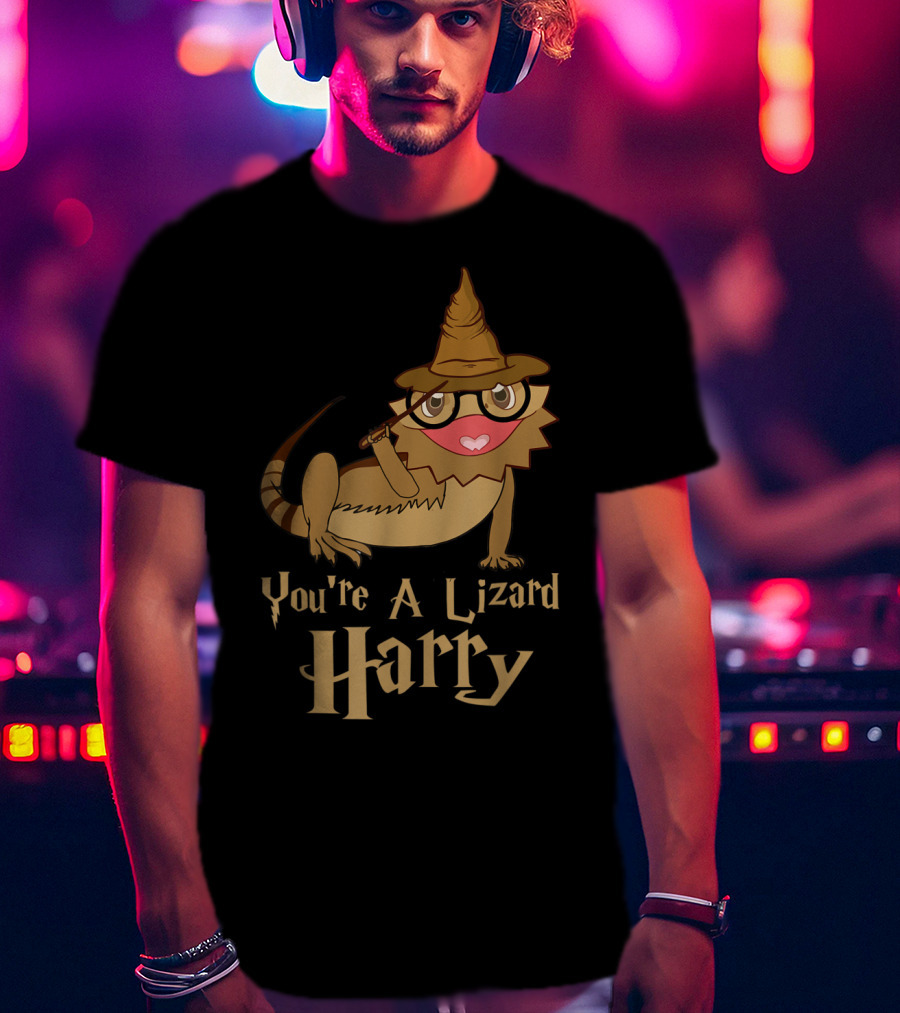 You're A Lizard Harry Funny Bearded Dragon Wizard Hat Glasses T-Shirt