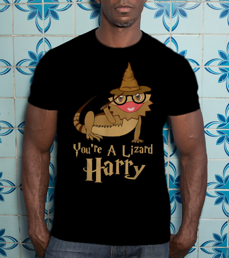 You're A Lizard Harry Funny Bearded Dragon Wizard Hat Glasses T-Shirt