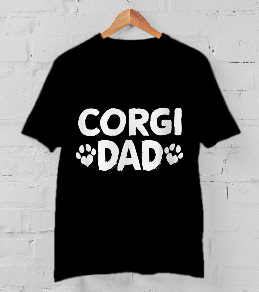 Corgi Dad Paw Print Heart T-Shirt