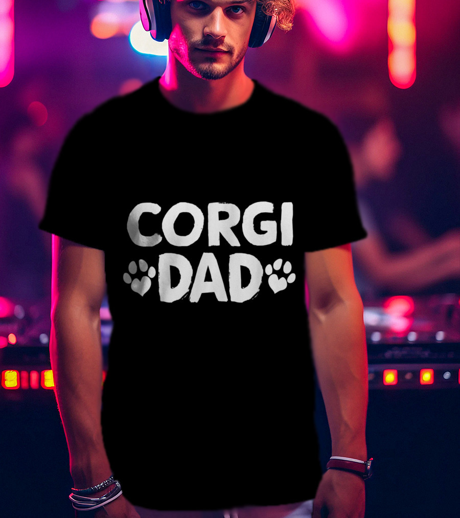Corgi Dad Paw Print Heart T-Shirt