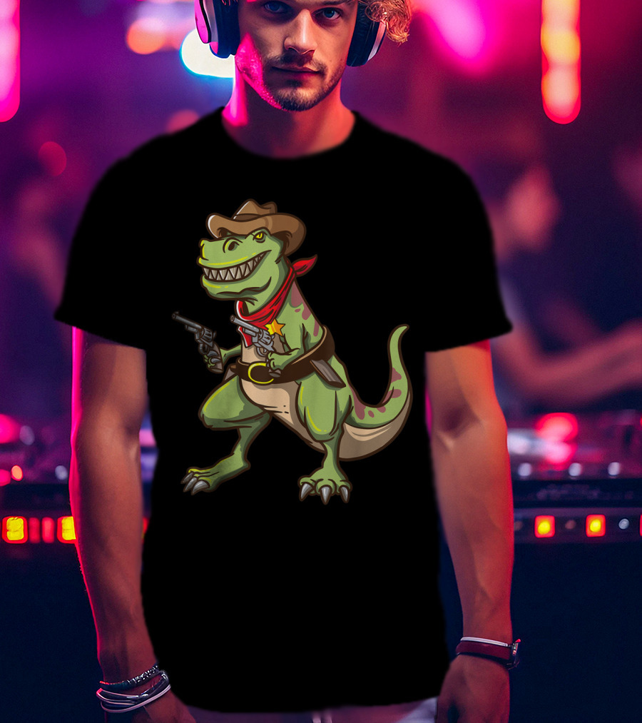 Wild West Cowboy Dinosaur T-Rex Kids Country Adventure T-Shirt
