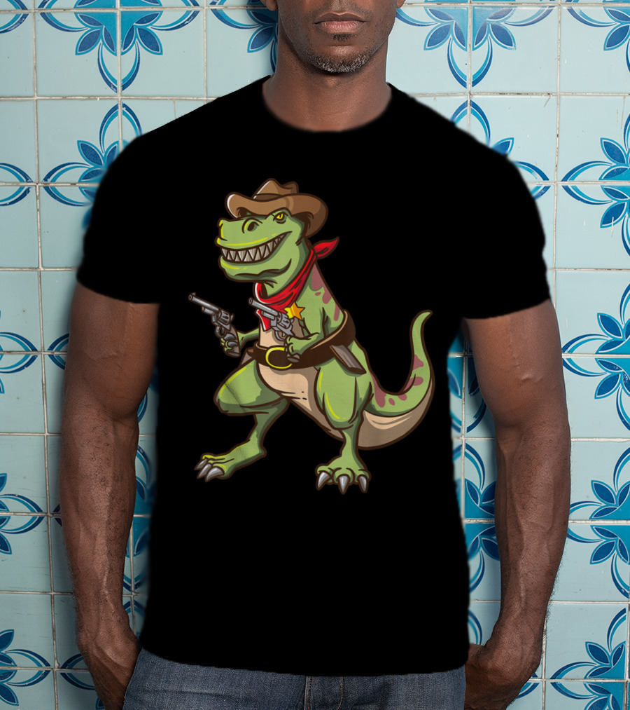 Wild West Cowboy Dinosaur T-Rex Kids Country Adventure T-Shirt