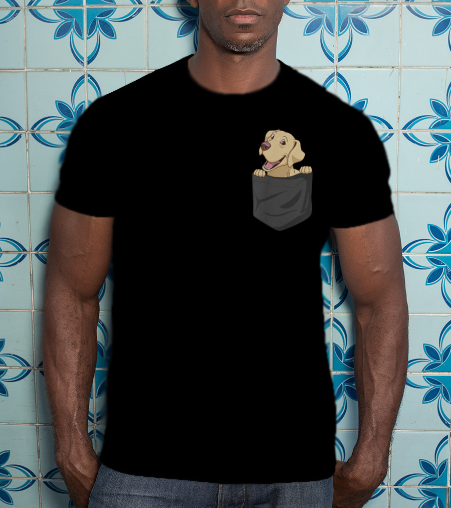Cute Labrador Retriever Puppy In Pocket T-Shirt