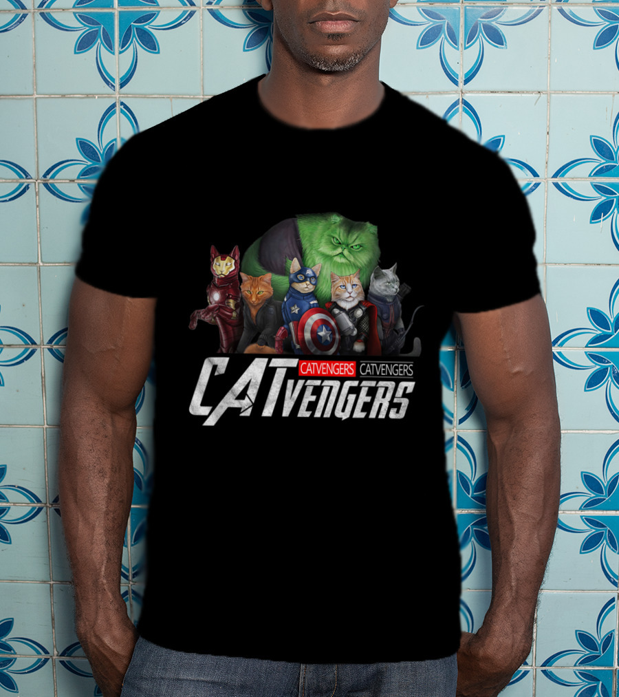 Funny Cat Lover Catvengers Avengers Parody Tees Men Kids Fans T-Shirt