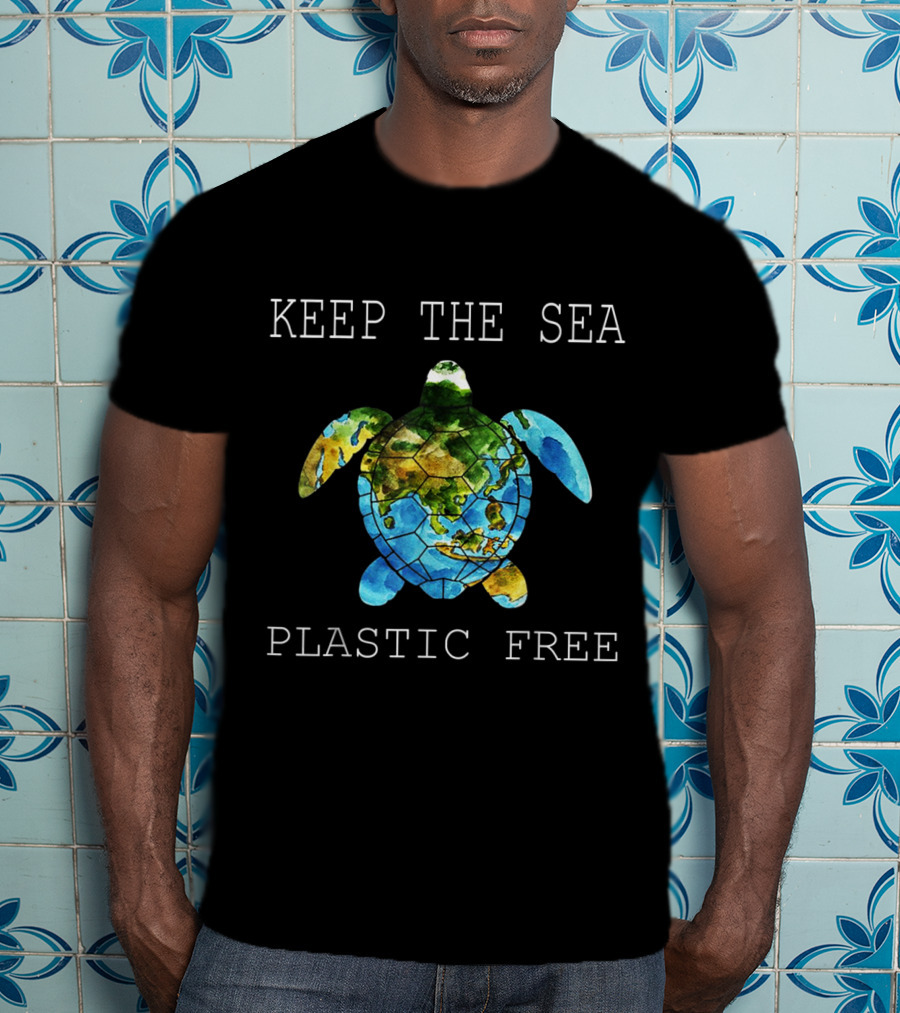Keep The Sea Plastic Free Turtle Map T-Shirt