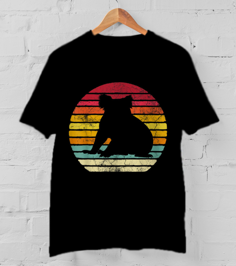 Koala Bear Retro Vintage 70's 80's Stripes Silhouette Circle T-Shirt
