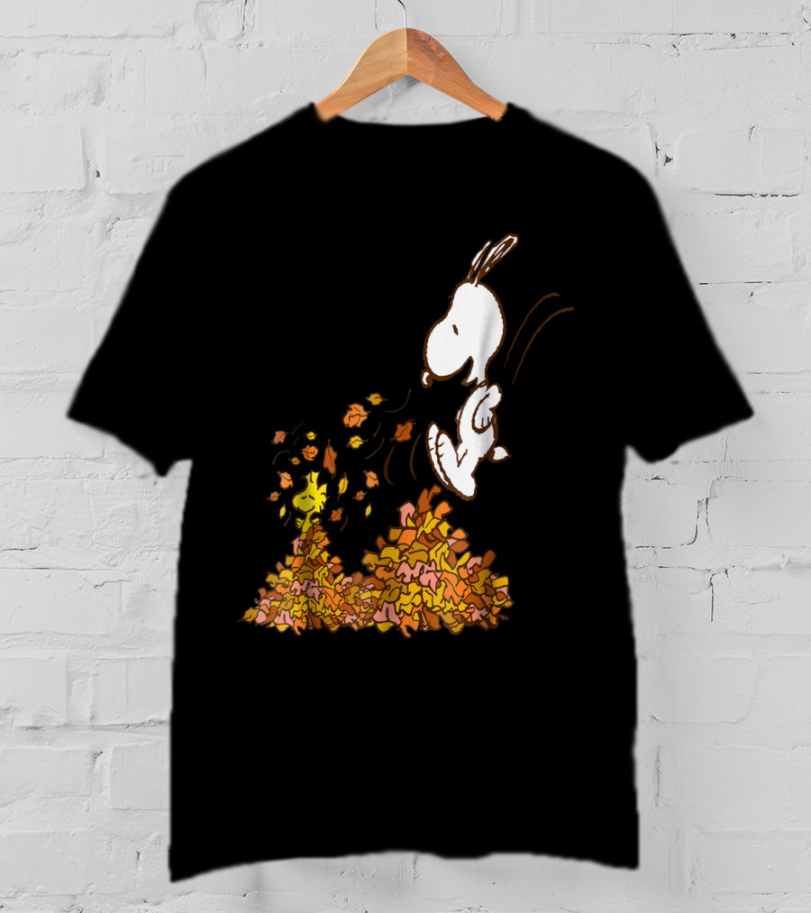 Funny Snoopy Jumping Into Leaves Peanuts Charlie Brown T-Shirt