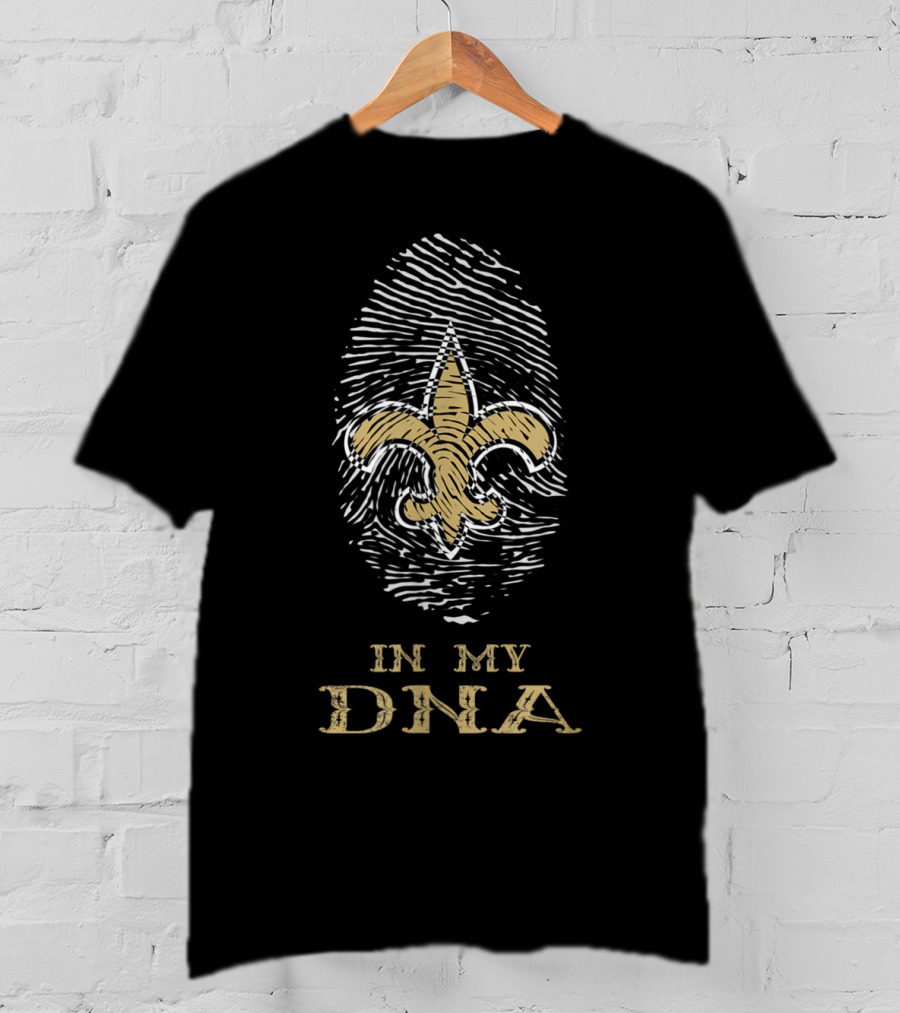In My DNA Nola New Orleans Football Saints Fingerprint Fleur-de-Lis T-Shirt