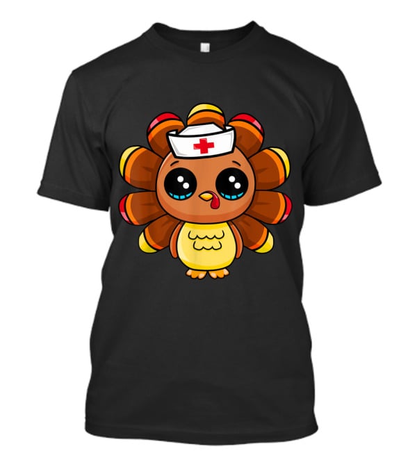 Thanksgiving Nurse Turkey Cute Family Cartoon Nurse Turkey T-Shirt