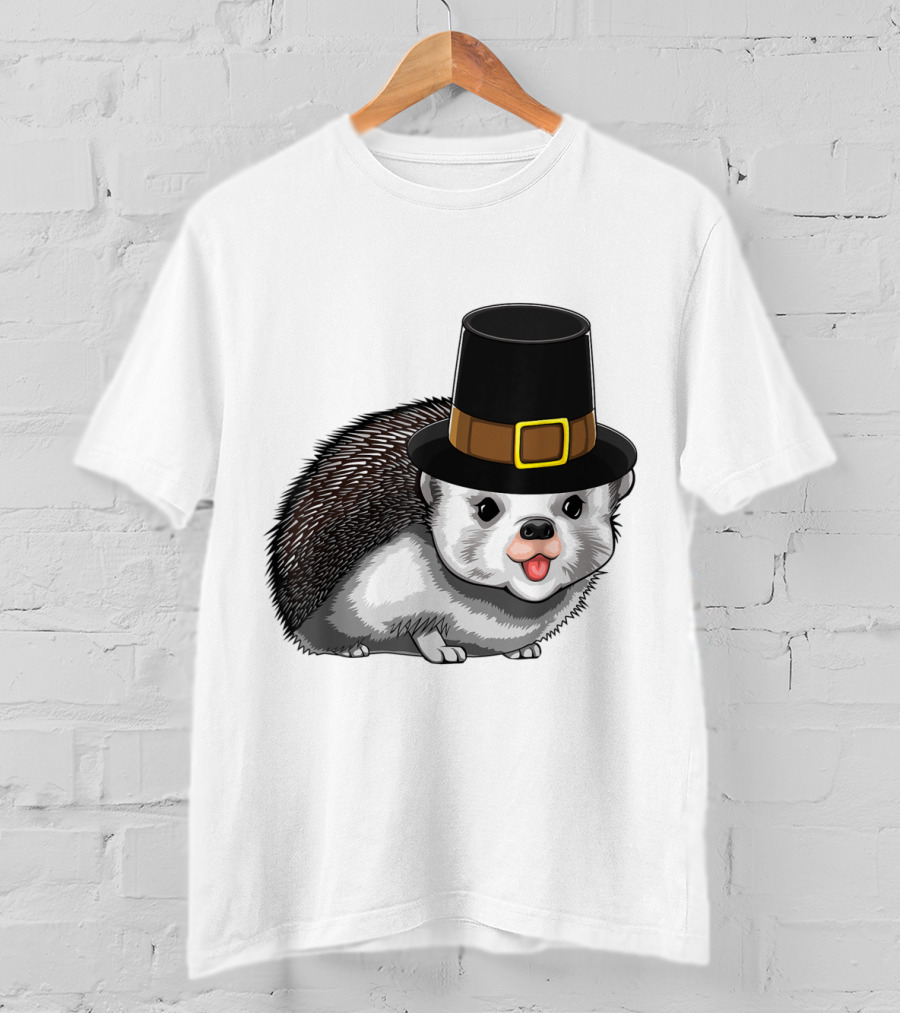 Thanksgiving Pilgrim Hedgehog Gratitude Holiday Tradition T-Shirt