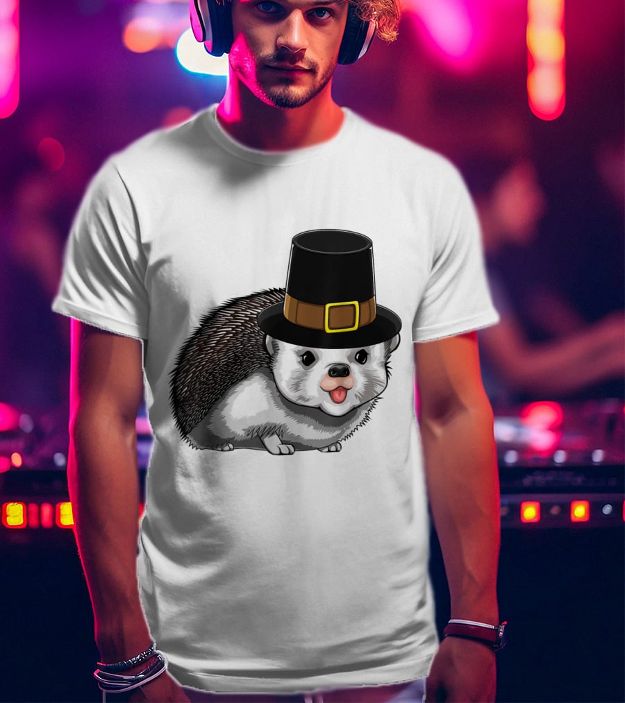 Thanksgiving Pilgrim Hedgehog Gratitude Holiday Tradition T-Shirt