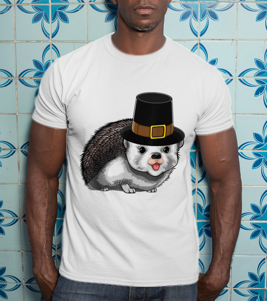 Thanksgiving Pilgrim Hedgehog Gratitude Holiday Tradition T-Shirt