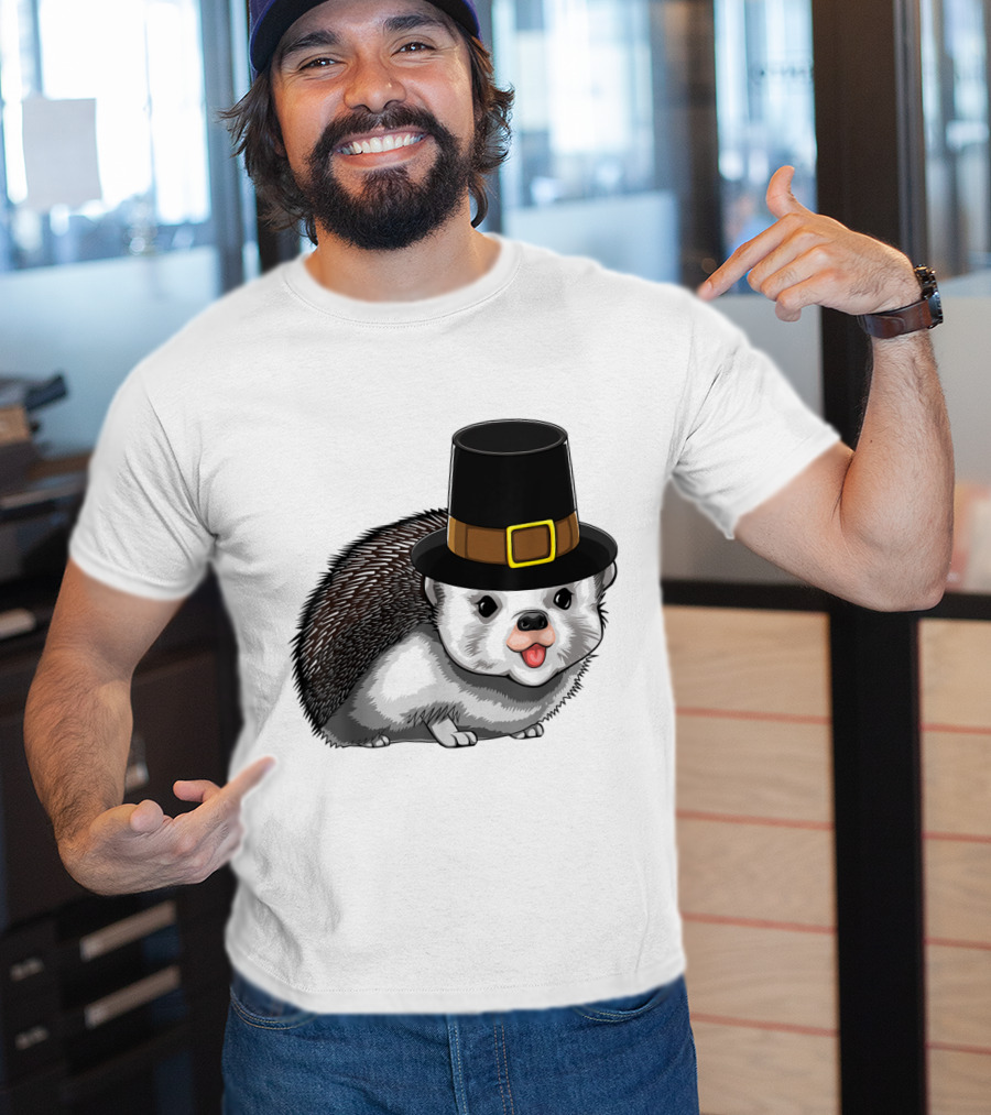 Thanksgiving Pilgrim Hedgehog Gratitude Holiday Tradition T-Shirt