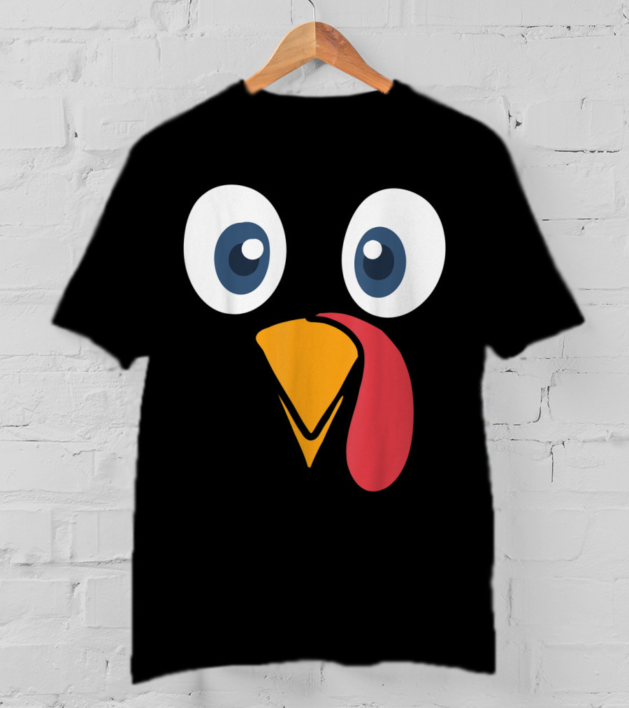 Thanksgiving Turkey Face Cartoon Eyes Beak And Snood T-Shirt