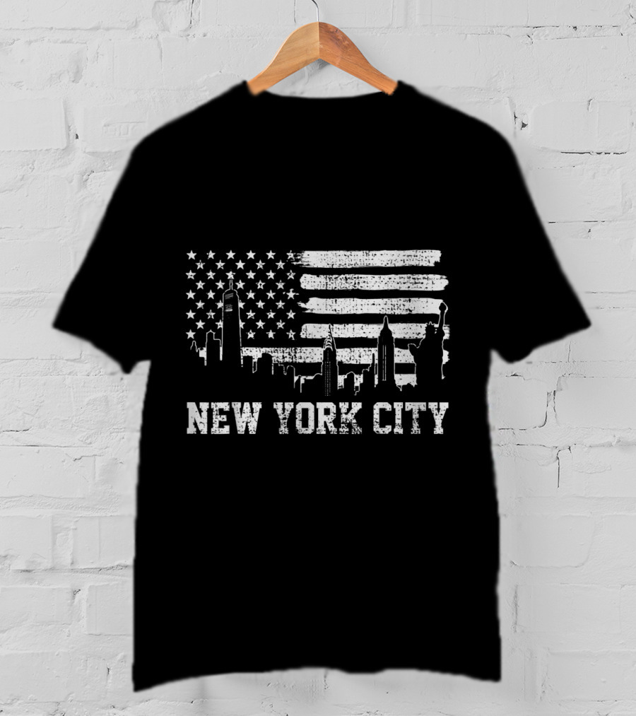 New York City Skyline American Flag Big Apple Trip Souvenir T-Shirt